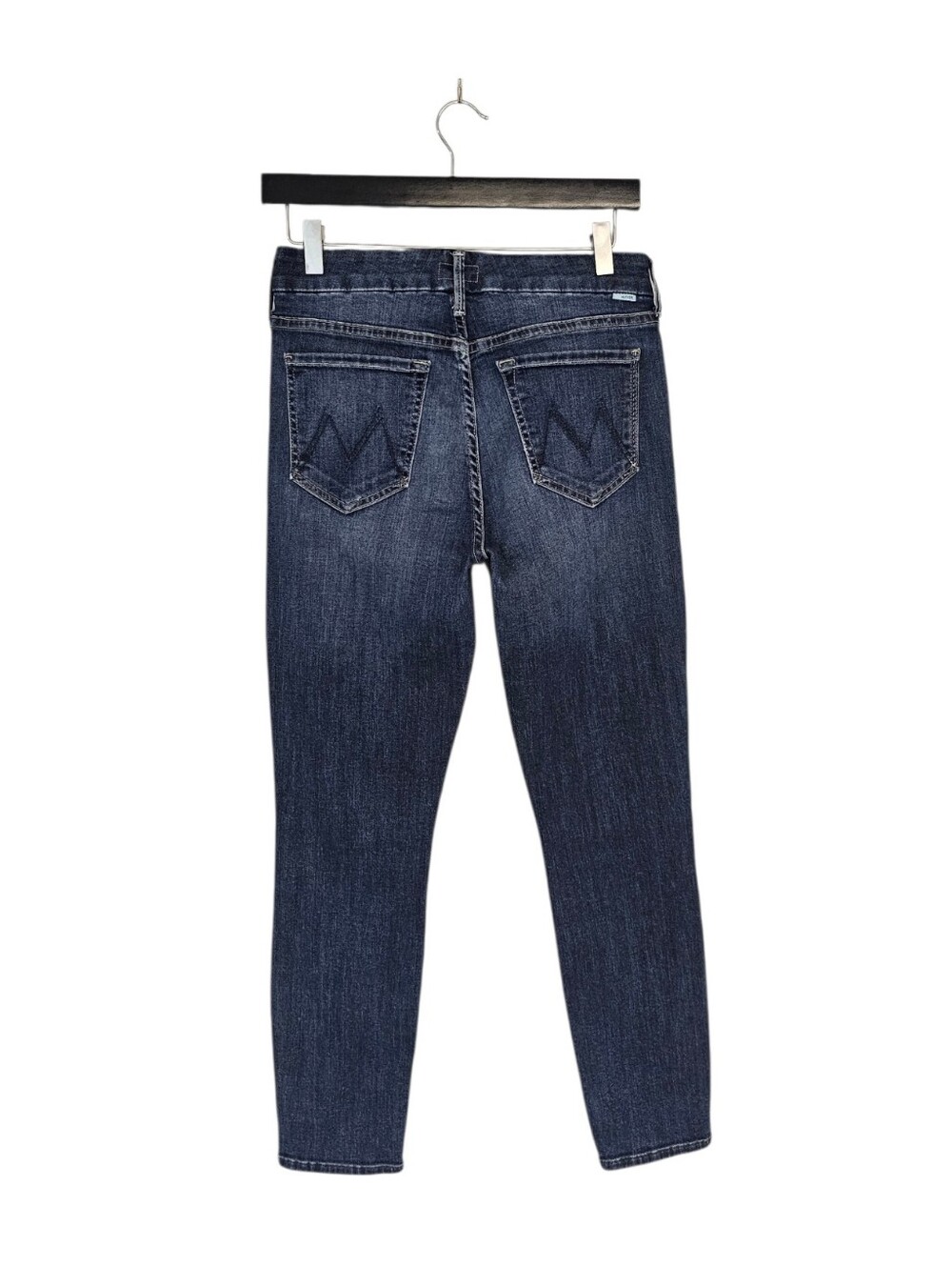 MOTHER The Looker Crop Mid Rise Skinny Dark Blue On The Edge Jeans 27 Preowned - Picture 2 of 11